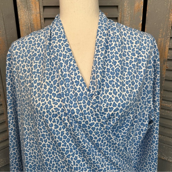 J. McLaughlin Faux Wrap Panama Dress Blue Cheetah Sz XL - Picture 4 of 16